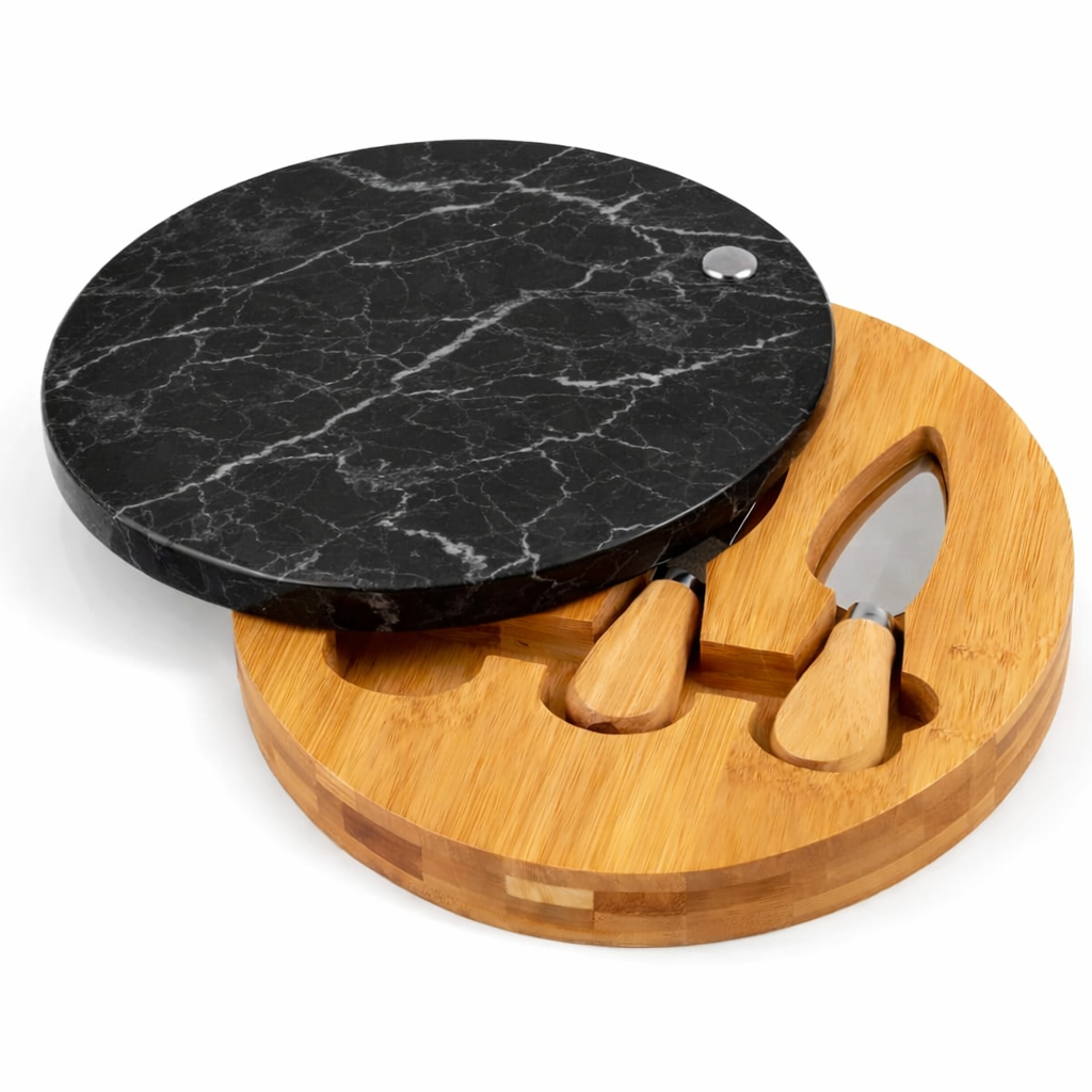 Tabla Picar Redonda Quesos Bambu Marmol